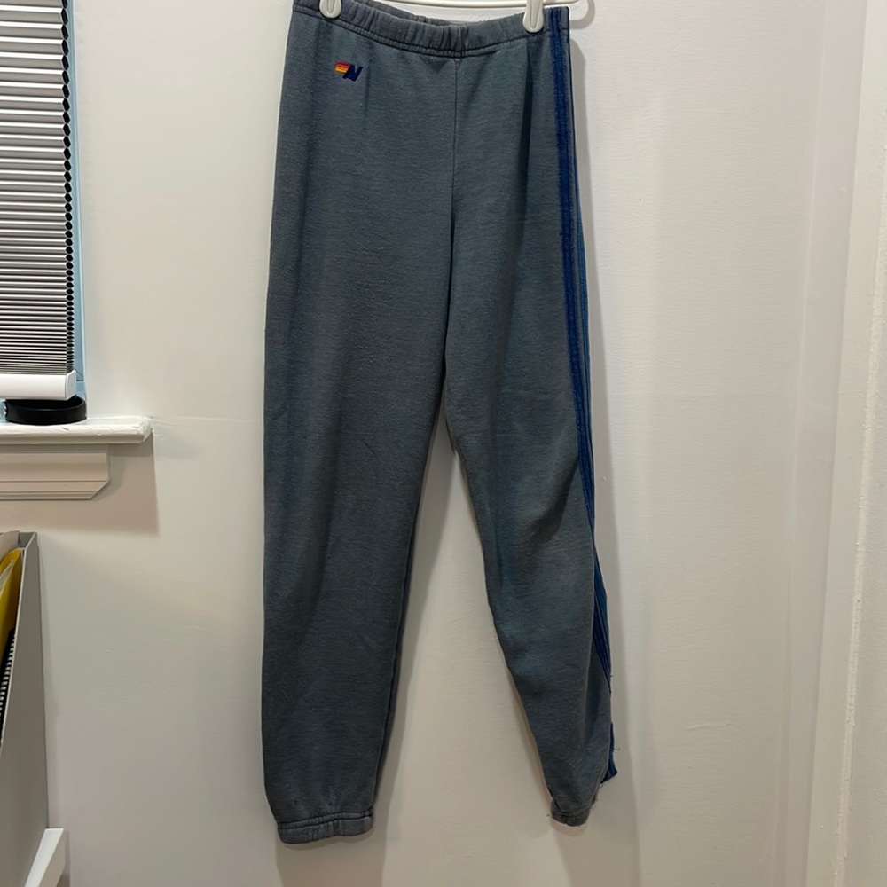 Gray striped Aviator Nation girls sweatpants size 14